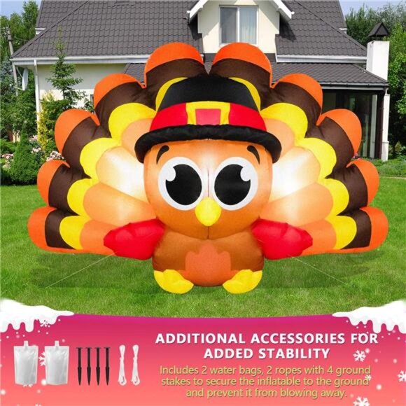 Amazon.com: OurWarm 8FT Thanksgiving Inflatables Turkey  8 FT Thanksgiving Inflatable Turkey Blow Ups Built-in LED Lights Outdoor Decor